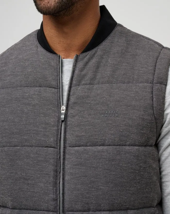 Men Vests TravisMathew CLIMATE DROP VEST Heather Black Men Vests TravisMathew CLIMATE DROP VEST Heather Black