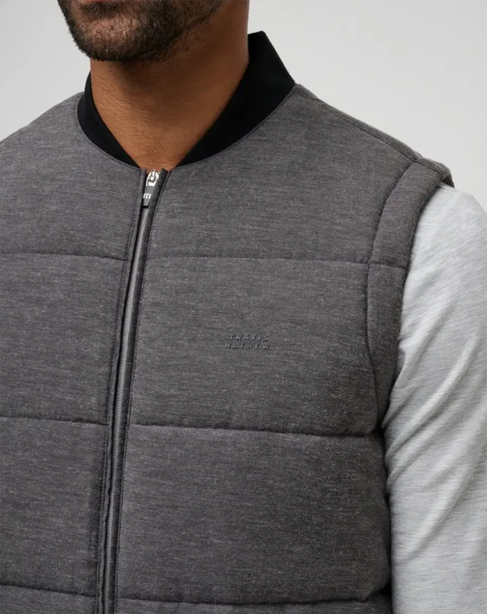 Men Vests TravisMathew CLIMATE DROP VEST Heather Black Men Vests TravisMathew CLIMATE DROP VEST Heather Black