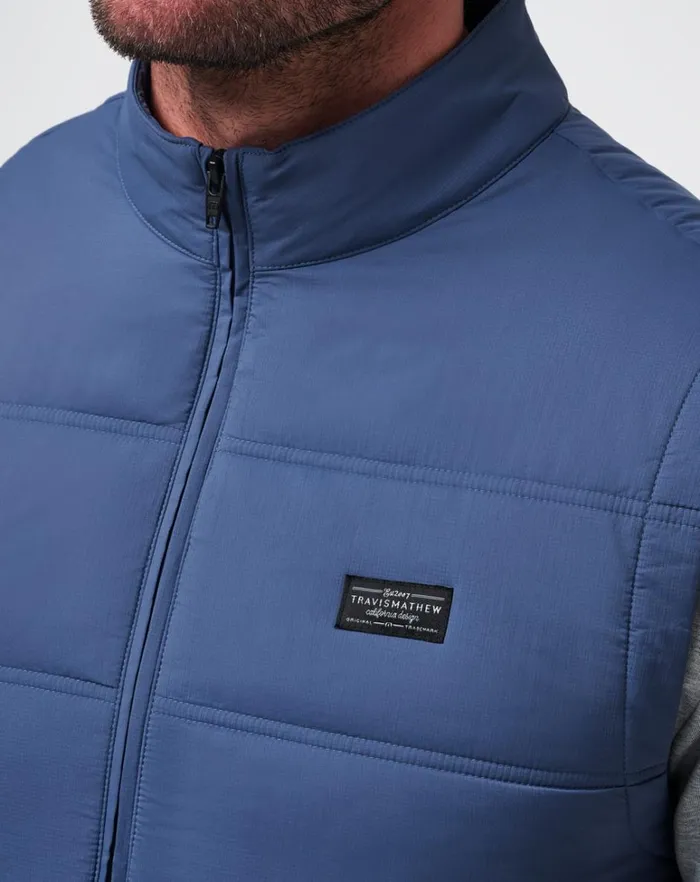 Men Vests TravisMathew PALISADES PUFFER VEST Navy Men Vests TravisMathew PALISADES PUFFER VEST Navy