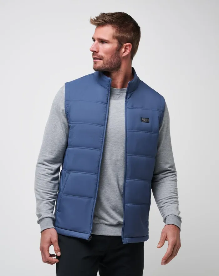 Men Vests TravisMathew PALISADES PUFFER VEST Navy Men Vests TravisMathew PALISADES PUFFER VEST Navy