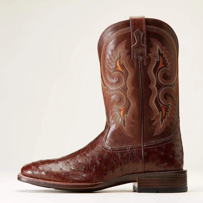 Men Western Boots Ariat Barley Ultra Western Boot Dark Tabac Full Quill Ostrich