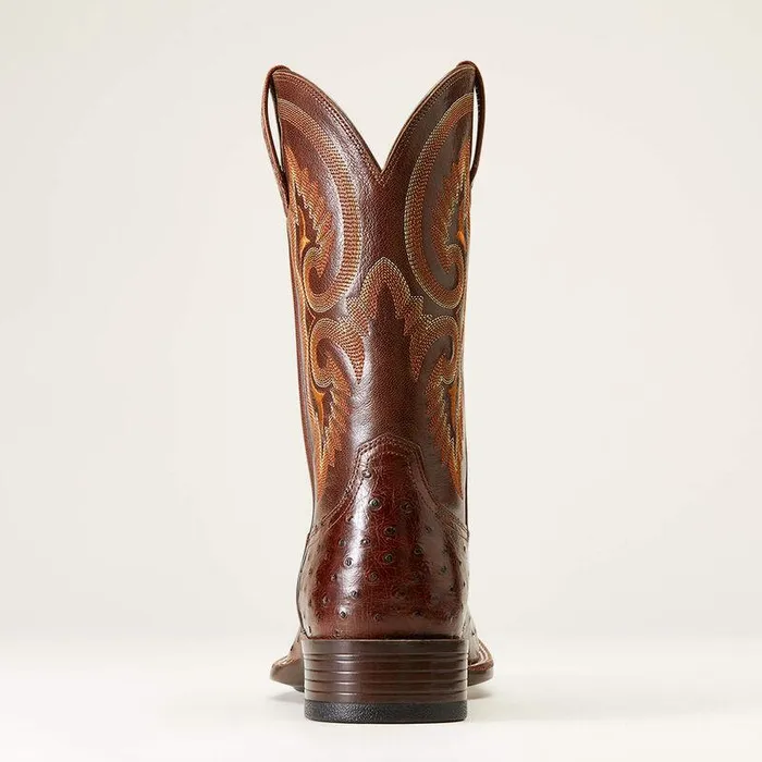 Men Western Boots Ariat Barley Ultra Western Boot Dark Tabac Full Quill Ostrich