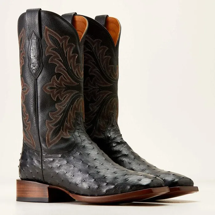 Men Western Boots Ariat Bench Made Bassett Western Boot Black Full Quill Ostrich Men Western Boots Ariat Bench Made Bassett Western Boot Black Full Quill Ostrich