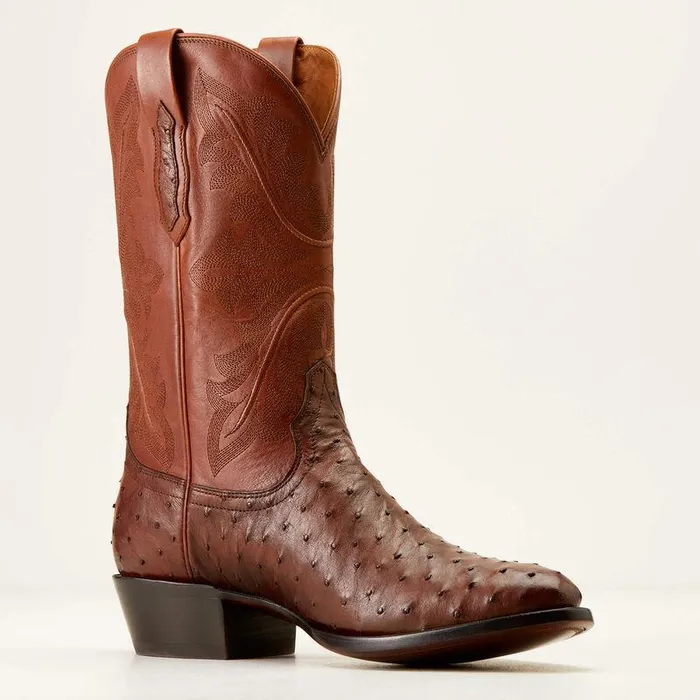 Men Western Boots Ariat Bench Made James Western Boot Bourbon Full Quill Ostrich