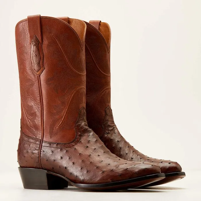 Men Western Boots Ariat Bench Made James Western Boot Bourbon Full Quill Ostrich