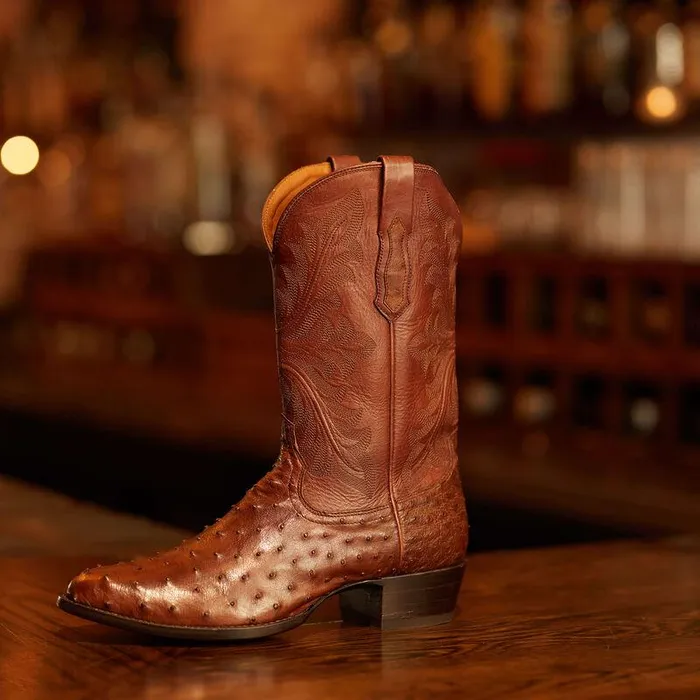 Men Western Boots Ariat Bench Made James Western Boot Bourbon Full Quill Ostrich