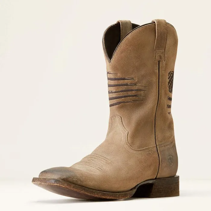 Men Western Boots Ariat Circuit Patriot Cowboy Boot Burned Grey Roughout