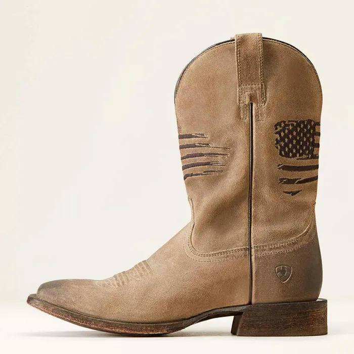 Men Western Boots Ariat Circuit Patriot Cowboy Boot Burned Grey Roughout