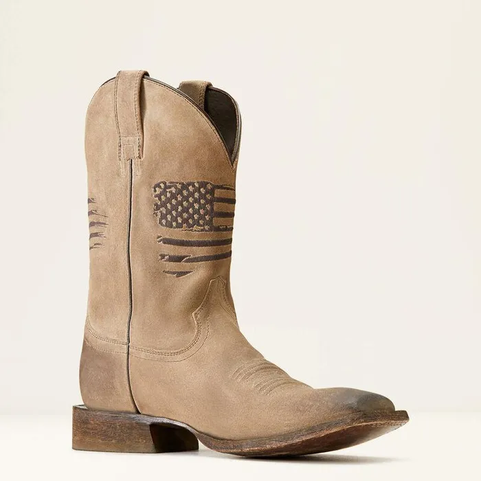 Men Western Boots Ariat Circuit Patriot Cowboy Boot Burned Grey Roughout