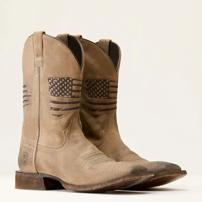 Men Western Boots Ariat Circuit Patriot Cowboy Boot Burned Grey Roughout
