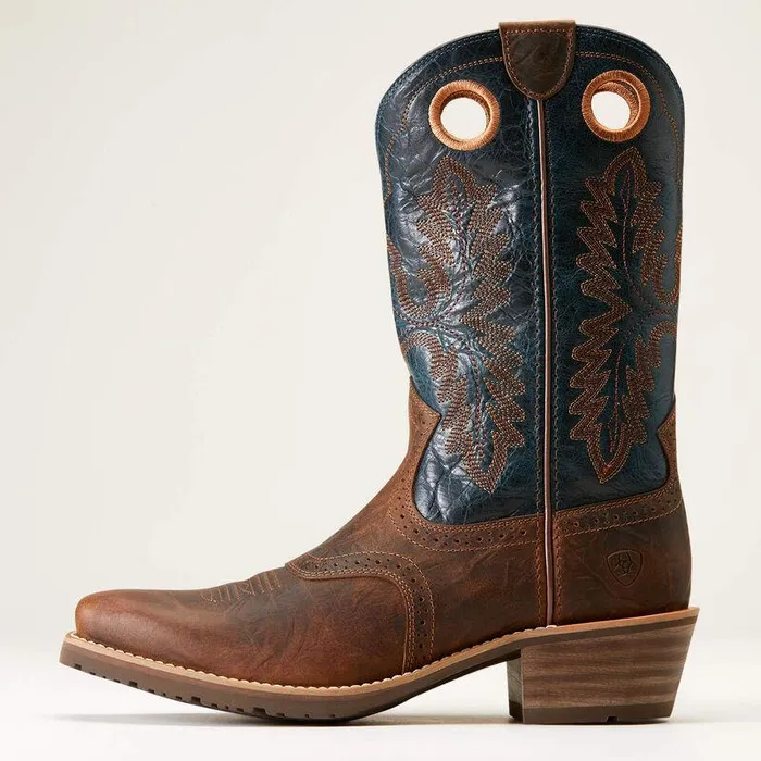 Men Western Boots Ariat Hybrid Roughstock Square Toe Cowboy Boot Fiery Brown Crunch Men Western Boots Ariat Hybrid Roughstock Square Toe Cowboy Boot Fiery Brown Crunch