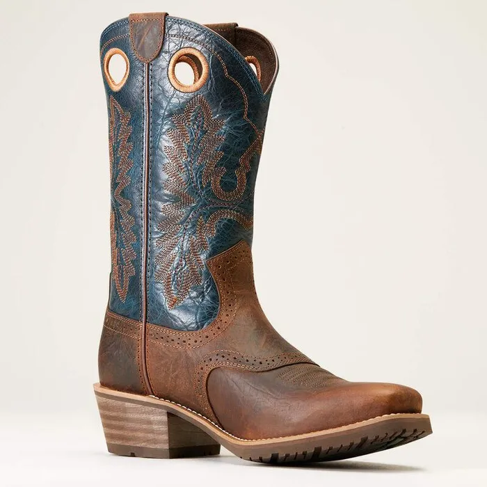 Men Western Boots Ariat Hybrid Roughstock Square Toe Cowboy Boot Fiery Brown Crunch Men Western Boots Ariat Hybrid Roughstock Square Toe Cowboy Boot Fiery Brown Crunch