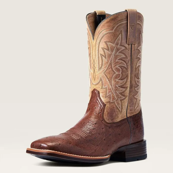 Men Western Boots Ariat Night Life Ultra Western Boot Antique Tabac Sq Ostrich