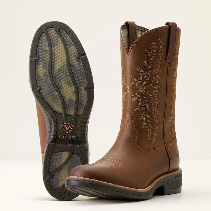 Men Western Boots Ariat Ridgeback Round Toe Cowboy Boot Distressed Tan