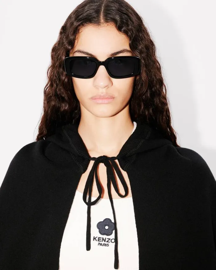 MenWomen 039Boke Flower 20039 Hooded Scarf In Wool And Cotton Black Kenzo Scarves