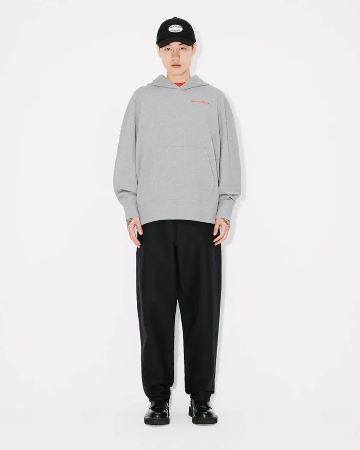 MenWomen 039KENZO VERDY MARKET039 Genderless Oversized Hoodie In Cotton Pearl Grey Kenzo Sweatshirts And Hoodies
