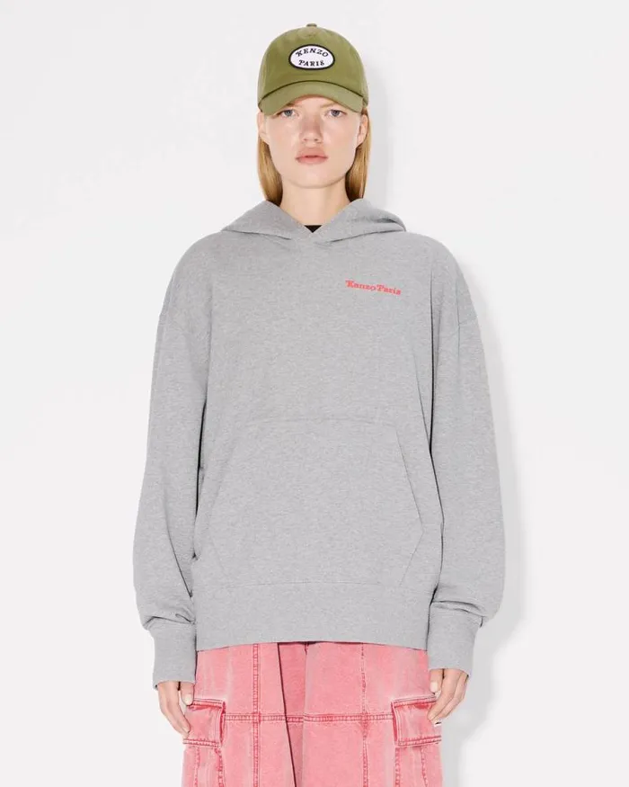 MenWomen 039KENZO VERDY MARKET039 Genderless Oversized Hoodie In Cotton Pearl Grey Kenzo Sweatshirts And Hoodies