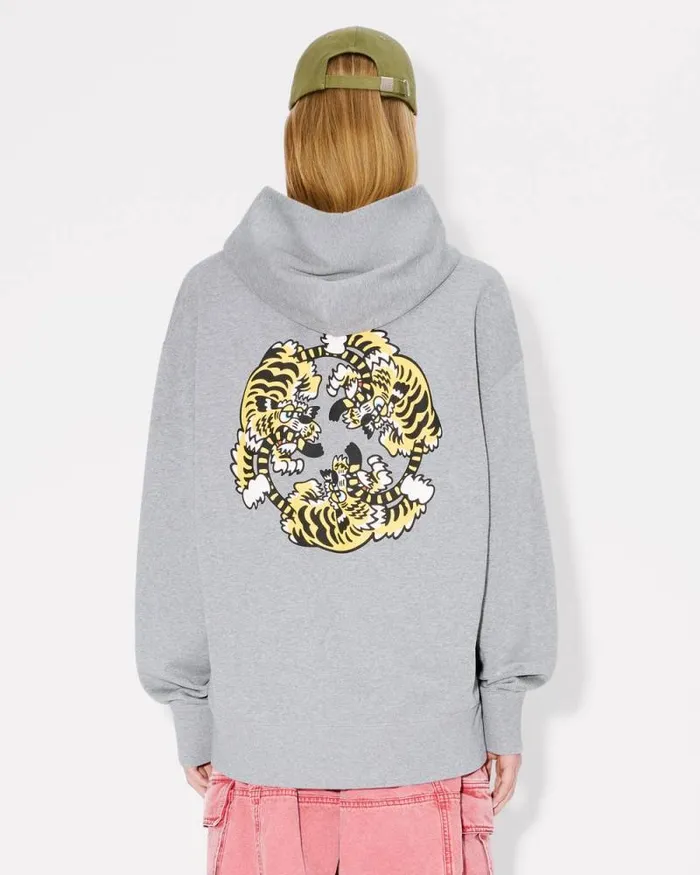 MenWomen 039KENZO VERDY MARKET039 Genderless Oversized Hoodie In Cotton Pearl Grey Kenzo Sweatshirts And Hoodies