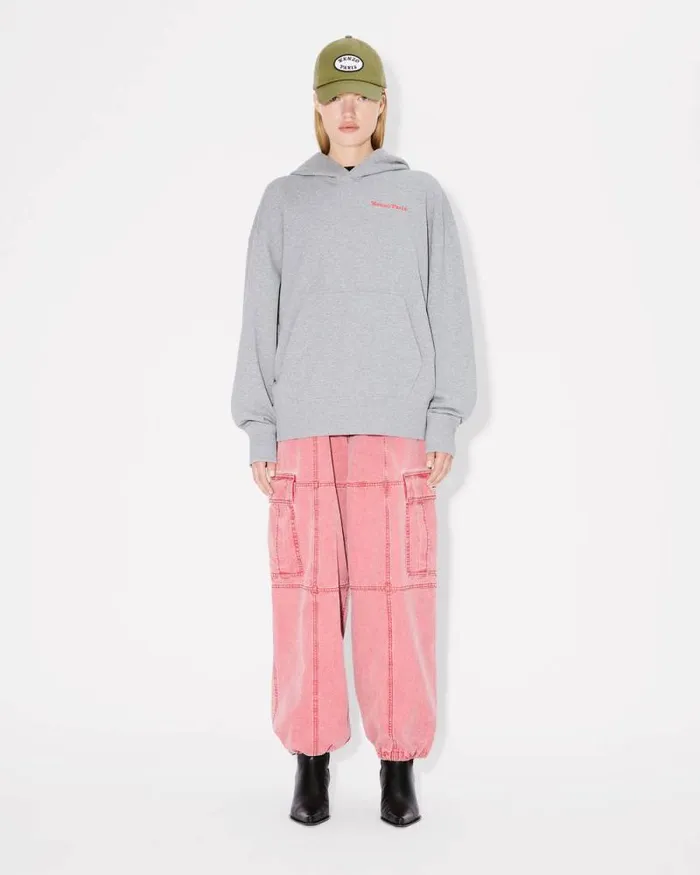 MenWomen 039KENZO VERDY MARKET039 Genderless Oversized Hoodie In Cotton Pearl Grey Kenzo Sweatshirts And Hoodies