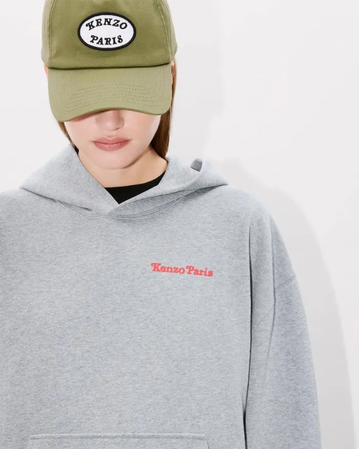 MenWomen 039KENZO VERDY MARKET039 Genderless Oversized Hoodie In Cotton Pearl Grey Kenzo Sweatshirts And Hoodies