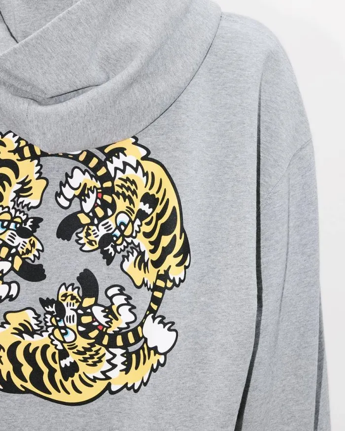 MenWomen 039KENZO VERDY MARKET039 Genderless Oversized Hoodie In Cotton Pearl Grey Kenzo Sweatshirts And Hoodies