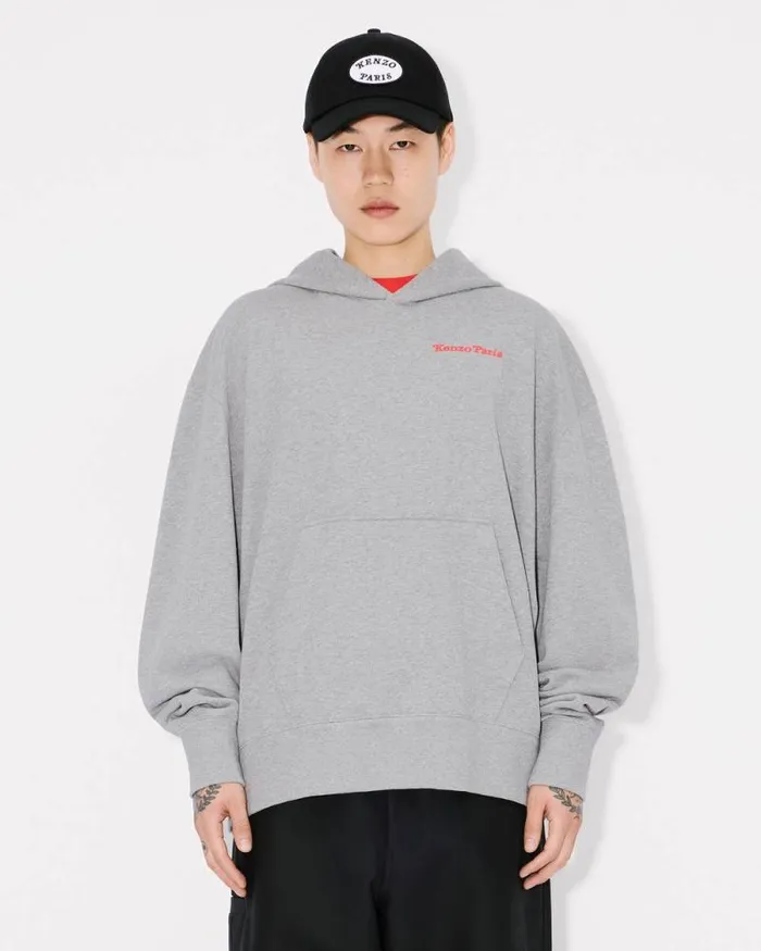 MenWomen 039KENZO VERDY MARKET039 Genderless Oversized Hoodie In Cotton Pearl Grey Kenzo Sweatshirts And Hoodies