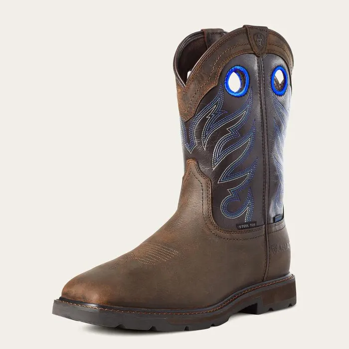 Men Work Boots Ariat Groundwork Waterproof Steel Toe Work Boot Dark Brown