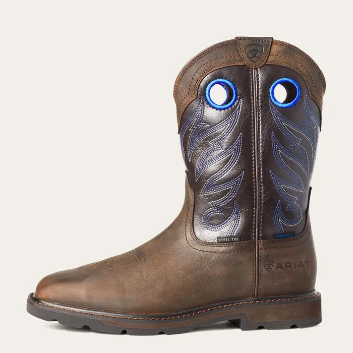 Men Work Boots Ariat Groundwork Waterproof Steel Toe Work Boot Dark Brown