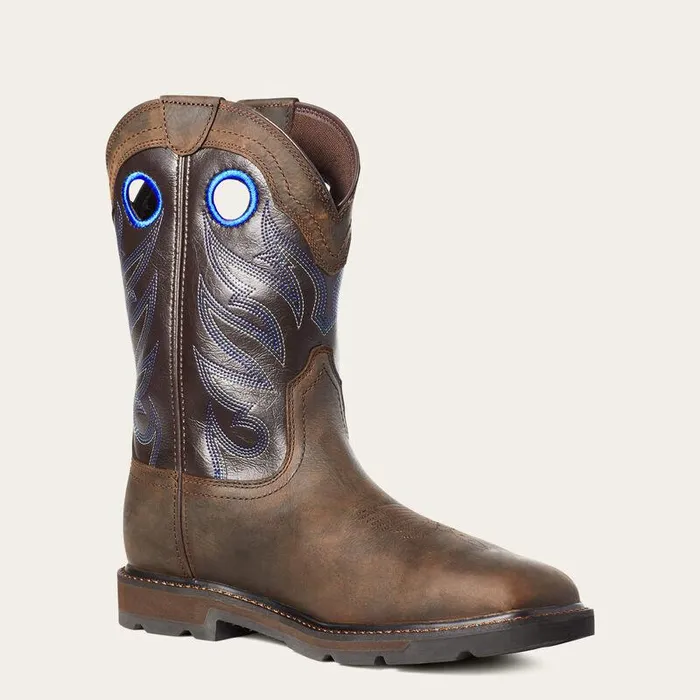 Men Work Boots Ariat Groundwork Waterproof Steel Toe Work Boot Dark Brown