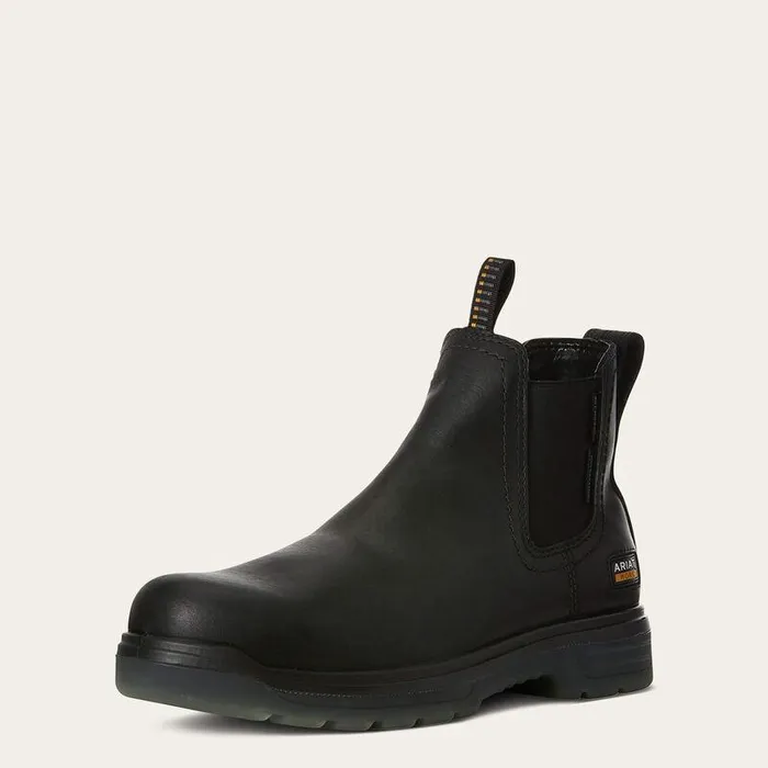 Men Work Boots Ariat Turbo Chelsea Waterproof Carbon Toe Work Boot Black