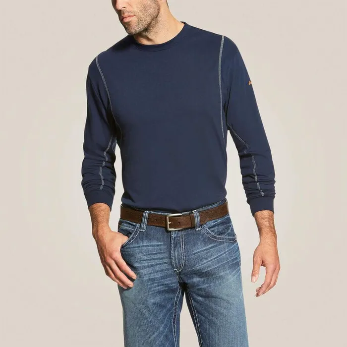 Men Workwear Ariat FR AC Crew TShirt Navy