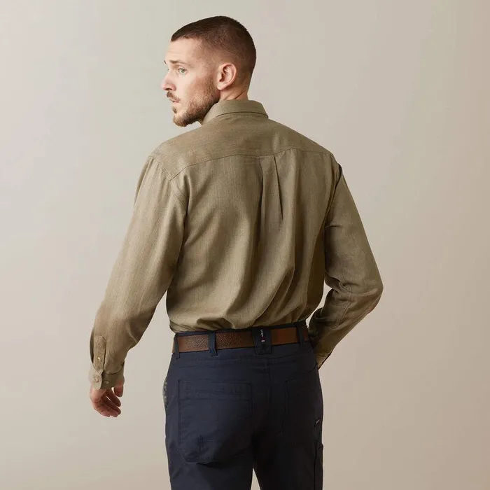 Men Workwear Ariat FR Air Inherent Work Shirt Khaki Heather