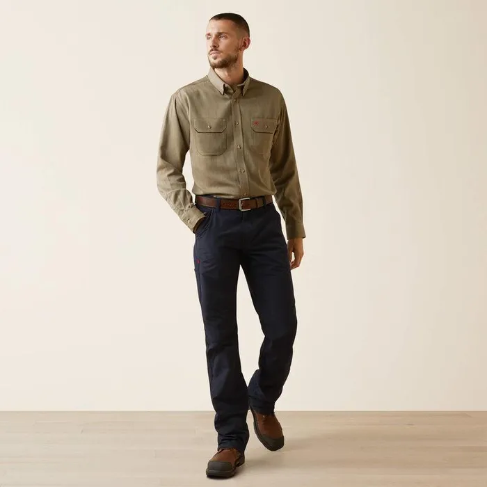 Men Workwear Ariat FR Air Inherent Work Shirt Khaki Heather