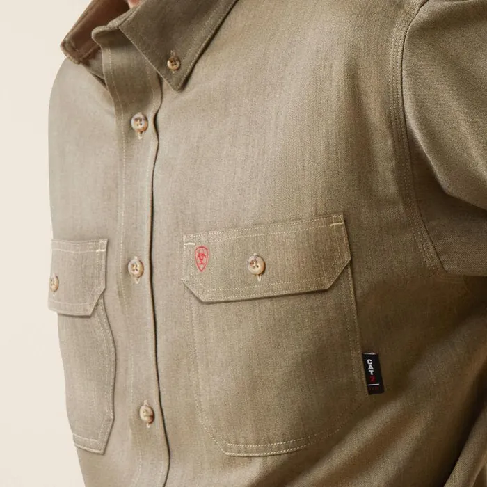 Men Workwear Ariat FR Air Inherent Work Shirt Khaki Heather
