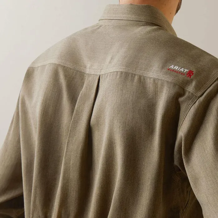 Men Workwear Ariat FR Air Inherent Work Shirt Khaki Heather