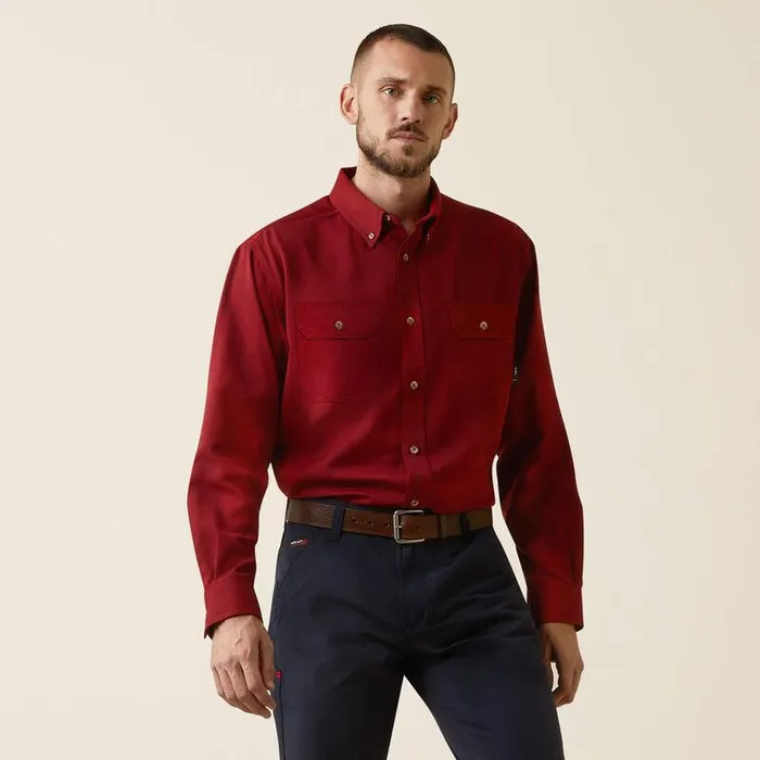 Men Workwear Ariat FR Air Inherent Work Shirt Red Heather