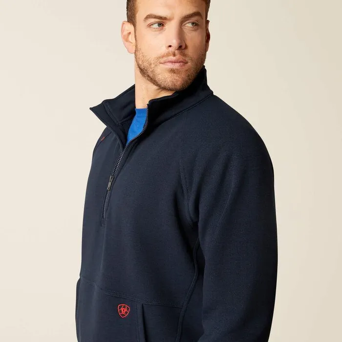 Men Workwear Ariat FR Primo Fleece 20 14 Zip Sweater Navy