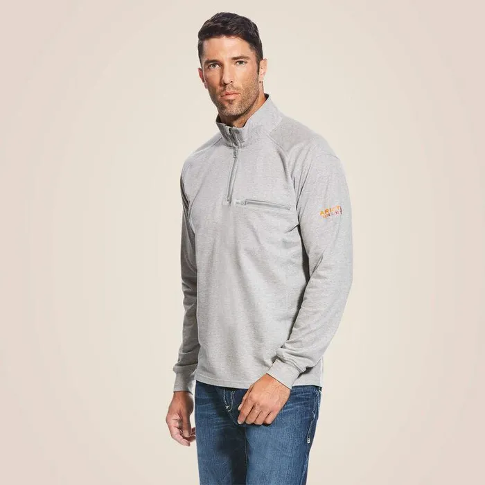 Men Workwear Ariat FR Rev 14 Zip Top Silver Fox Heather