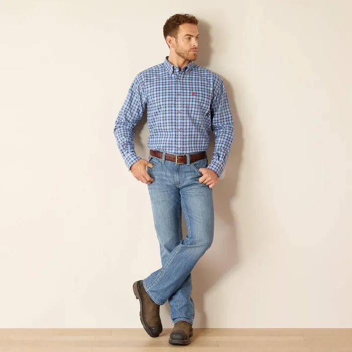 Men Workwear Ariat FR Sierra Work Shirt Glacier Blue Men Workwear Ariat FR Sierra Work Shirt Glacier Blue