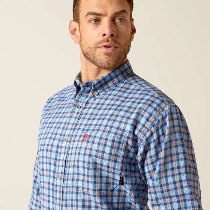Men Workwear Ariat FR Sierra Work Shirt Glacier Blue Men Workwear Ariat FR Sierra Work Shirt Glacier Blue