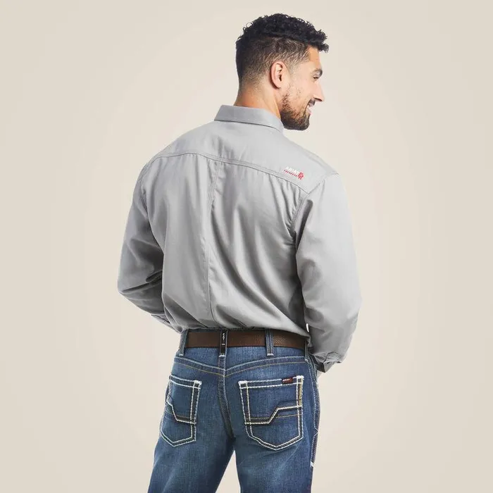 Men Workwear Ariat FR Solid Work Shirt Silver Fox Men Workwear Ariat FR Solid Work Shirt Silver Fox
