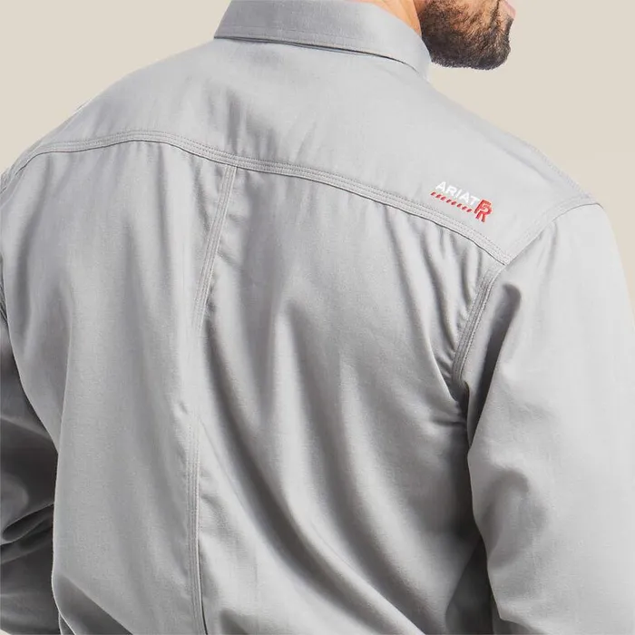 Men Workwear Ariat FR Solid Work Shirt Silver Fox Men Workwear Ariat FR Solid Work Shirt Silver Fox