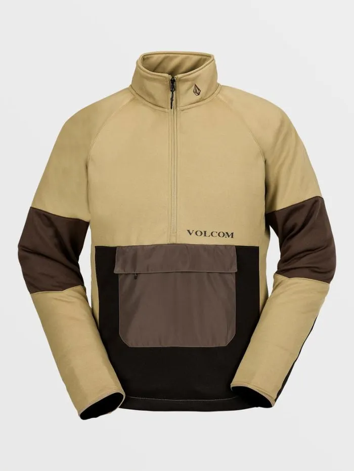 Mens Hoodies and Sweatshirts Volcom Tech Fleece Pullover 8211 Dark Khaki