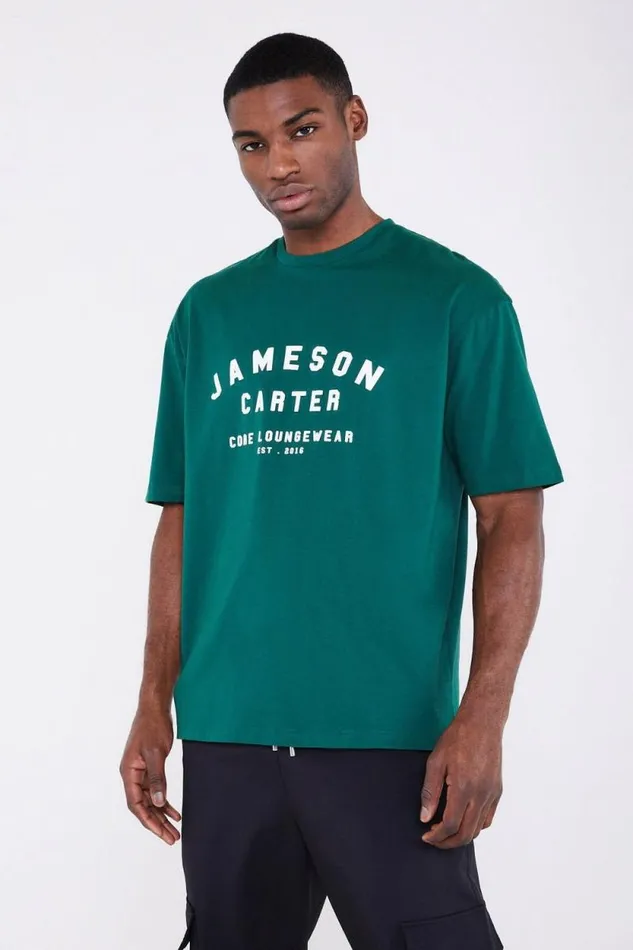 Mens Identity Oversized TShirt 8211 Green Jameson Carter TShirts