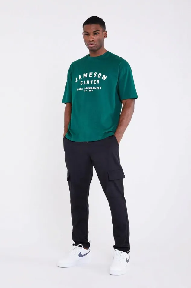Mens Identity Oversized TShirt 8211 Green Jameson Carter TShirts