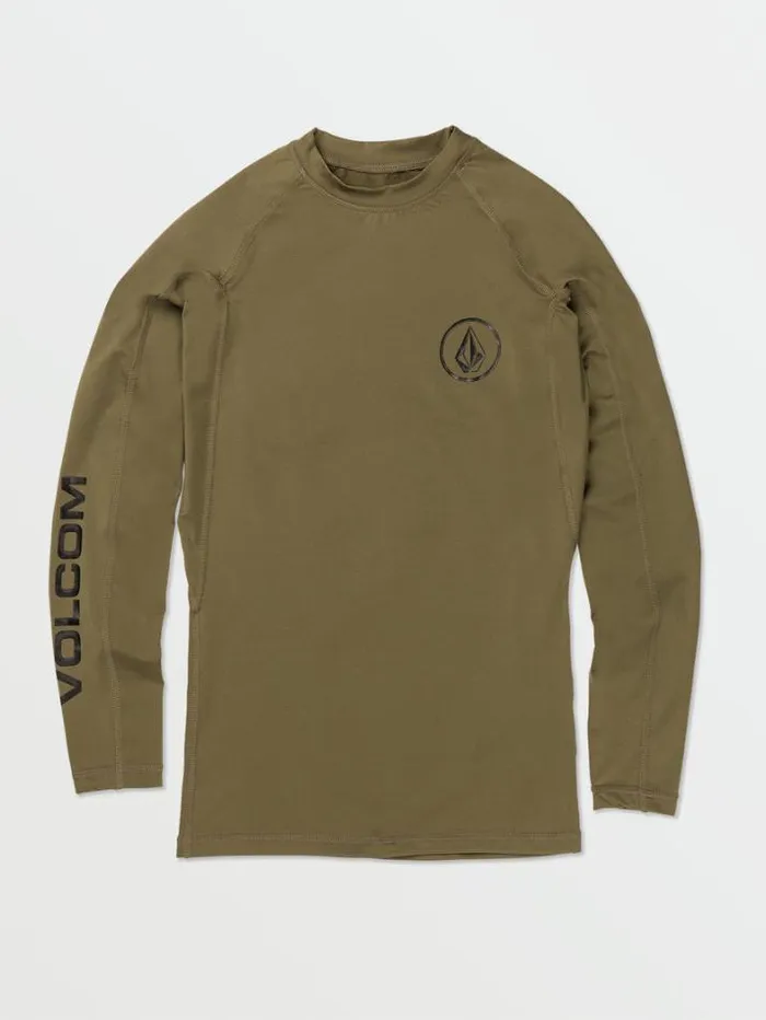 Mens Rashguards Volcom Lido Solid Long Sleeve Shirt 8211 Military