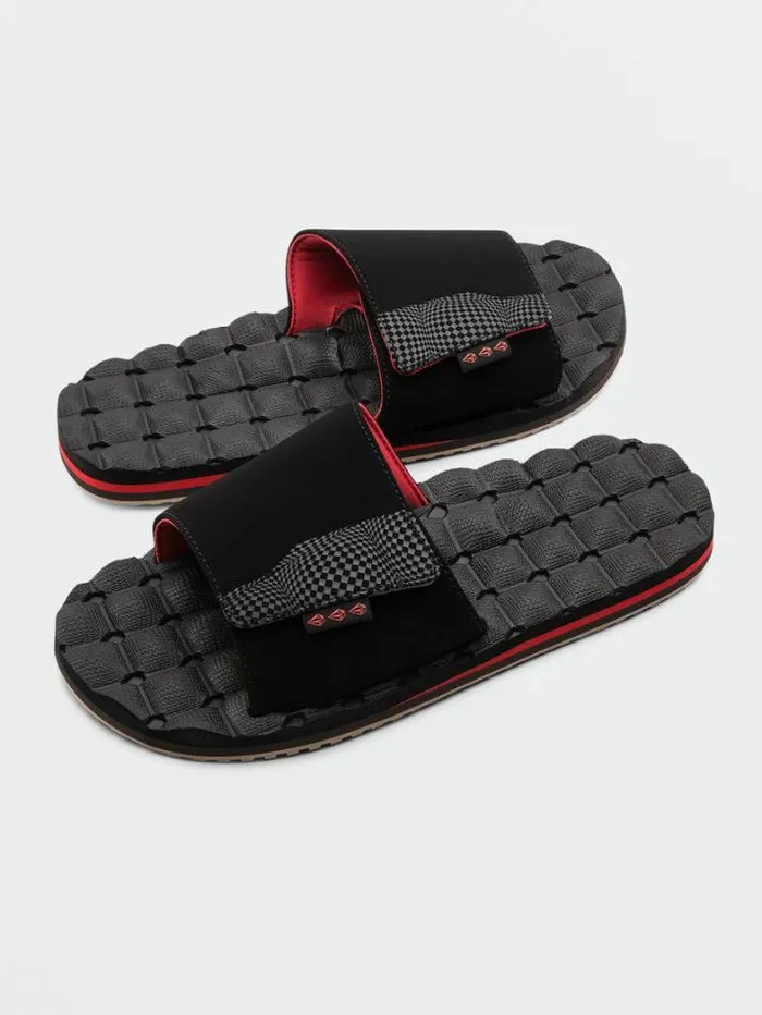 Mens Sandals Volcom Recliner Slide Sandals 8211 Ribbon Red