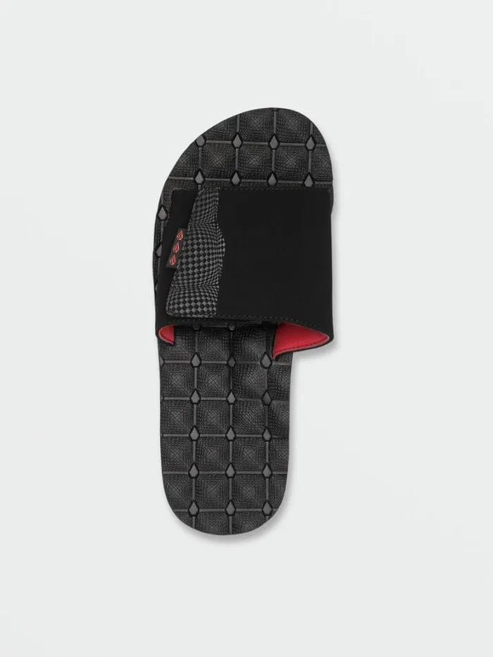 Mens Sandals Volcom Recliner Slide Sandals 8211 Ribbon Red