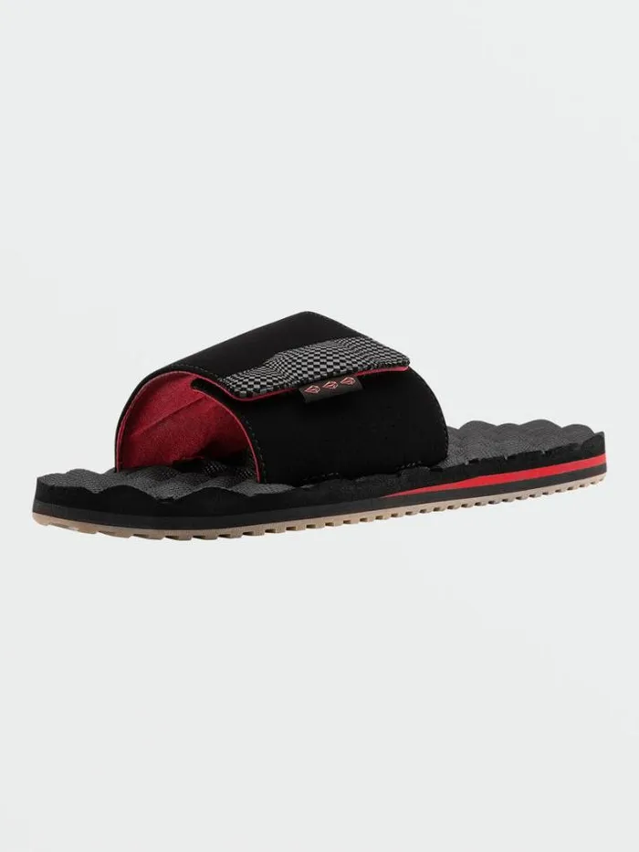Mens Sandals Volcom Recliner Slide Sandals 8211 Ribbon Red