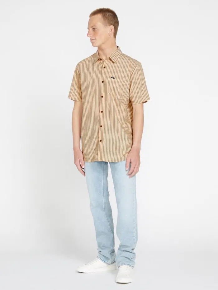 Mens Shirts and Flannels Volcom Barstone Woven Short Sleeve Shirt 8211 Grain